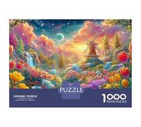 Windmill in A Tulip-filled Garden Puzzle Da 1000 Pezzi Colorful Windmill Sfidante E Di Ingegno Per Tutte Le Età 70x50cm/1000pcs