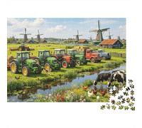Windmill Landscape Puzzle 1000 Pezzi Riciclato Rural Holland Puzzle per Adulti Accessori per Gioco di Puzzle Gioco Divertente Difficile e Stimolante Impossibile Game 70x50cm/1000pcs