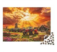 Windmill Meadow 1000 pezzi Puzzle Recyclable Farm Tractors Puzzles for Elderly Accessori per il tempo di gioco in famiglia Alleviare la demenza senile Great Gift 52x38cm/1000pcs