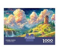Windmill on Hill Under Rainbow Sky Puzzle Da 1000 Pezzi Colorful Windmill Giochi Di Puzzle Per La Famiglia Per Adulti, Bambini E Anziani 52x38cm/1000pcs