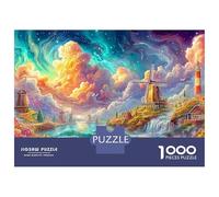 Windmills And Lighthouse by The Sea Puzzle Da 1000 Pezzi Colorful Windmill Cartone Riciclato, Ottimo Regalo Per Tutte Le Età 38x26cm/1000pcs