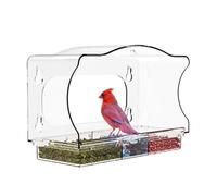 Window Bird Feeder, Acrylic Clear Suction Cup Birdhouse, Transparent Bird Feeding Station For Macaws Parrot Sparrow Parakeet Budgies Conures Cockatiels Garden Patio Yard Lawn Backyard Viewing 500g