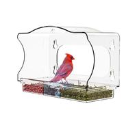 Window Bird Feeder - Acrylic Mounted Tray 25cm, Acrylic Feeder, Suction Cup Mount | Clear Design, Removable Cleaning, Bird Watching For Indoor Window, Outdoor Patio, Garden, Backyard