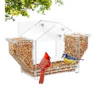 Window Bird Feeder, Clear Acrylic Feeding Station, Double Compartment Structure Pet Food Organizer, Ideal for Parrots, Sparrows, and Small Birds, 13,39 x 8,07 x 4,09 pollici