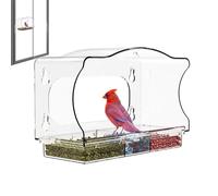 Window Bird Feeder - Clear Acrylic Suction Cup Birdhouse, Transparent Feeding Station for Macaws Parrot Budgies Sparrow Conures Cockatiels | Outdoor Viewing Feeder for Garden Patio Yard Lawn Backyard