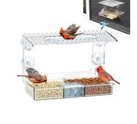 Window Bird Feeder, Clear Bird Feeders for Window Viewing, Suction Cup Food Container Tray, Waterproof Transparent Decor for Outside, Mom, Dad, Kids, 25x10 x16.7cm