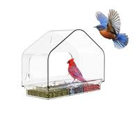 Window Bird Feeder | Suction Cups Detachable Removable Tray Acrylic Tool | Mounted House For Indoor Outdoor Home Garden Patio; Clear Viewing Station, Wild Songbird Watching Kit, Hanging Gift