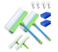 Window Cleaner, Windows Squeegee, Recyclable Silicone Squeegee Kits, Professional Floor Squeegees Cleaning Scrubber Kit for Indoor Shower Glass Mirror Door Car(Green-2PCS)