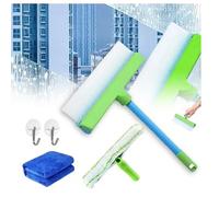 Window Cleaner, Windows Squeegee, Recyclable Silicone Squeegee Kits, Professional Floor Squeegees Cleaning Scrubber Kit for Indoor Shower Glass Mirror Door Car(Green-1PC)