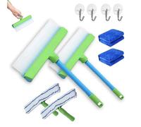 Window Cleaner, Windows Squeegee, Recyclable Silicone Squeegee Kits, Professional Floor Squeegees Cleaning Scrubber Kit for Indoor Shower Glass Mirror Door Car(Blue-2PCS)