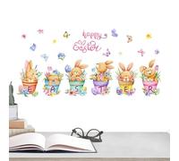Window Clings Easter - 2 Sheet Easter Spring Clings Decoration | Static Window Stickers With Eater Egg Bunny Flowerpot Pattern For Home Living Room Bedroom Kids' Room Nursery Decor, 2 Pack