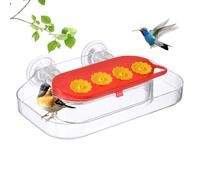 Window Hummingbird Feeder, Strong Suction Bird Station, 7.87x4.8x1.97 inches 4 Port Clear Design with Easy Refill System, Durable Leakproof Setup for Close Up Nature Viewing