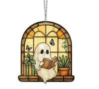 Window Light Catcher, Cute Ghost Ornament, Rainbow Art Craft, Decorative Sun Catcher Design, Whimsical Seasonal Accent for Kitchen, Patio, Home, Workplace, Classroom, Apartment, Garden, 3.94 inches