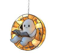 Window Light Catcher, Cute Ghost Ornament, Rainbow Art Craft, Decorative Sun Catcher Design, Whimsical Seasonal Accent for Kitchen, Patio, Home, Workplace, Classroom, Apartment, Garden, 3.94 inches