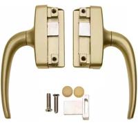 Window Locks Handles 1Pair Two-Point Lock Drive Door Handle Alloy Electroplating Accessories(Gold)