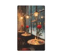 Window of an Old Cafe Rose Flowers Single Toggle Blank Wall Plate Light Switch Cover Decorativo 1 Gang per Cucina Camera Bagno Dimensioni 11,4 x 7 cm