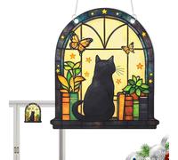 Window Ornament - Acrylic, 7,87in Window Pendant Cat Memorial Design and Light-Catching Decorative Hanging | Stained Glass Effect Acrylic Pendant, Sun Catcher For, Home, Office, Memorial