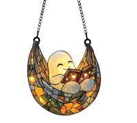 Window Sun Catcher, Spooky Ghost Design, 3.94in Authentic Rainbow Light Decor, Compact Reading Book Theme, Vibrant Reflective Art for Car, Garden, Classroom, Balcony, Holiday