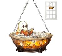 Window Sun Catcher, Spooky Ghost Design, 3.94in Authentic Rainbow Light Decor, Compact Reading Book Theme, Vibrant Reflective Art for Car, Garden, Classroom, Balcony, Holiday