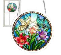 Window Sun Catchers - 7.5in 2D Acrylic Animal Stained Puzzle, Outside Decorative Pendant with Hanging Chain, Vibrant Translucent Colors, Light Reflector, for Window Wall Home Living Room