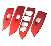Window Switch Panel Cover Trim Chrome Interior | for mazda CX-3 2016 2020 Window Switch Panel Cover Trim Fiber Look Chrome Finish Interior Car Accessories(RED)