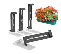 Windowpane Box Brackets, Hangable Planter Holders, 3.94 to 7.09 Inches Adjustable Mount Set, 4 Pezzi Enhanced Bottom Support for Railing Fences Balcony Outdoor Windowsills Use