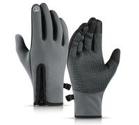 Windproof Winter Gloves, Waterproof Thermal Gloves with Sensitive Touch Screen Texting Fingers Windproof Elastic Wrist and Non-Slip Palm for Running Cycling Driving (Gray,S)