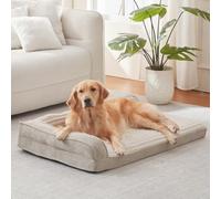 WINDRACING Cuccia ortopedica per cani di taglia grande, impermeabile, in schiuma a uova, con lati a L, lavabile, taglia XL, con rivestimento rimovibile e fondo antiscivolo, 101,6 x 71,1 cm, beige