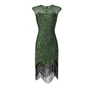 Windsfinr Abito Anni 20, Great Gatsby Dress, Vestito Charleston Donna, Vestiti Frange, Vintage Flapper con Accessori per Acconciature Capelli