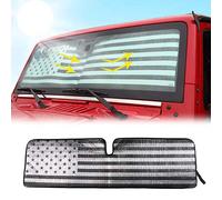 Windshield Flag Sunshade Sun Shade Heat Shield Sun Visor Mat Compatible with Jeep Wrangler Rubicon Sahara TJ JK JKU 2 Door & 4 Door