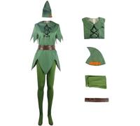 Windskids Adulti Peter Pan Cosplay Costume Top Pantaloni Cappello Cintura Set per Fancy Dress Up Halloween Carnevale Festa Compleanno Mascherata Performance Costume