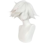 Windskids Angel Dust Cosplay Parrucca Adulto Fancy Dress Up Inferno Demone Angel Dust Bianco Corto Anime Wig per Halloween Carnevale Festa Mascherata Costume Accessori Parrucca