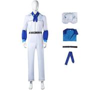 Windskids Benny Costume Uomo Cosplay Abba Band Benny Andersson Anni 70 Vintage Tuta e Top Sciarpa Cintura Set 7 Pezzi per Halloween Carnevale Festa Compleanno Mascherata Performance Costume