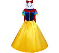 Windskids Biancaneve Costume con Sottogonna e Fascia Donna Cosplay Snow White Maxi Principessa Vestito da Sera per Halloween Natale Carnevale Festa Compleanno Mascherata Spettacoli Costume, S-4XL