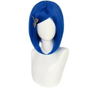 Windskids Caroline Cosplay Parrucca Donna Fancy Dress Up Horror Film Bambina Caroline Blu Corto Bob Anime Wig per Halloween Carnevale Festa Mascherata Costume Accessori Parrucca