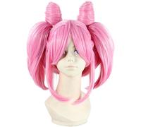 Windskids Chibiusa Cosplay Parrucca Donna Rosa Corto Doppia Coda di Cavallo Pony Parrucca Sailor Chibi Moon Halloween Carnevale Festa Compleanno Mascherata Performance Costume Accessori Anime Wig