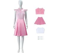 Windskids Glinda Costume Donna Cosplay Wicked Strega Glinda Elegante Signora Set Top e Fodera Gonna Spalline per Halloween Carnevale Festa Compleanno Mascherata Performance Costume, Rosa