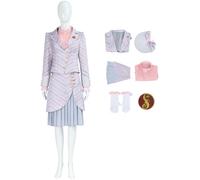 Windskids Glinda Costume Donna Cosplay Wicked Strega Glinda Elegante Signora Uniforme con Cappello Guanti Set 6 Pezzi per Halloween Carnevale Festa Compleanno Mascherata Performance Costume