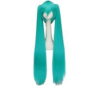 Windskids Hatsune Miku Cosplay Parrucca Donna 100cm Blu Lago Lungo Dritto Doppia Coda di Cavallo Pony Parrucca Hatsune Miku Halloween Carnevale Festa Compleanno Mascherata Performance Anime Wig