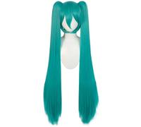 Windskids Hatsune Miku Cosplay Parrucca Donna 90cm Blu Lago Lungo Dritto Doppia Coda di Cavallo Pony Parrucca Hatsune Miku Halloween Carnevale Festa Compleanno Mascherata Performance Anime Wig