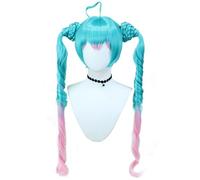 Windskids Hatsune Miku Cosplay Parrucca Donna Blu Lago Ricciolo Doppia Coda di Cavallo Pony Parrucca Hatsune Miku Mine System Halloween Carnevale Festa Compleanno Mascherata Performance Anime Wig