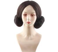 Windskids Leia Cosplay Parrucca Donna Fancy Dress Up Pianeta Guerra Principessa Leia Marrone Doppio Chignon Anime Wig per Halloween Carnevale Festa Mascherata Costume Accessori Parrucca