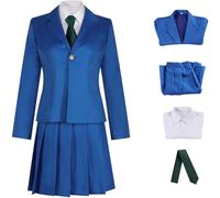 Windskids Mouri Ran Costume Donna Cosplay Anime Detective Teitan High School Uniformi Scolastiche Giacca Camicia Gonna Cravatta Set per Halloween Carnevale Festa Mascherata Performance Costume,Blu
