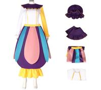 Windskids Mrs Potts Costume Donna Cosplay Bella e la Bestia Teiera Signora Top Gonna Colletto Cappello Set per Fancy Dress Up Halloween Carnevale Festa Compleanno Mascherata Performance Costume