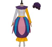 Windskids Mrs Potts Costume Donna Cosplay Bella e la Bestia Teiera Signora Top Gonna Colletto Cappello Set 4 Pezzi per Fancy Dress Up Halloween Carnevale Festa Drammaturgia Performance Costume
