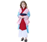 Windskids Mulan Costume Bambina Cosplay Hua Mulan Kung Fu Fata Hanfu Vestito per Halloween Natale Carnevale Festa Compleanno Mascherata Performance Costume, 2-12 Anni