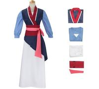 Windskids Mulan Costume Donna Cosplay Generali Eroi Hua Hua Mulan Hanfu Kung Fu Uniforme Set 5 PCS per Halloween Carnevale Festa Compleanno Mascherata Anime Performance Costume