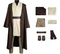 Windskids Obi WAN Costume Uomo Cosplay Pianeta Guerra 3 Jedi Knight Obi WAN Kenobi Deluxe Completo Uniforme con Accessori Set per Halloween Carnevale Festa Compleanno Performance Costume