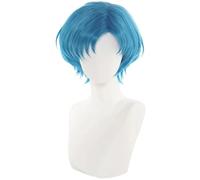 Windskids Sailor Mercury Cosplay Parrucca Donna Blu Corto Stratificato Parrucca Sailor Mercury Mizuno Ami Halloween Carnevale Festa Compleanno Mascherata Performance Costume Accessori Anime Wig