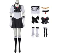 Windskids Sailor Pluto Costume Donna Cosplay Anime Sailor Pluto Meiou Setsuna Combattimento Uniforme Vestito e Accessori perHalloween Carnevale Festa Mascherata Performance Costume, Nero